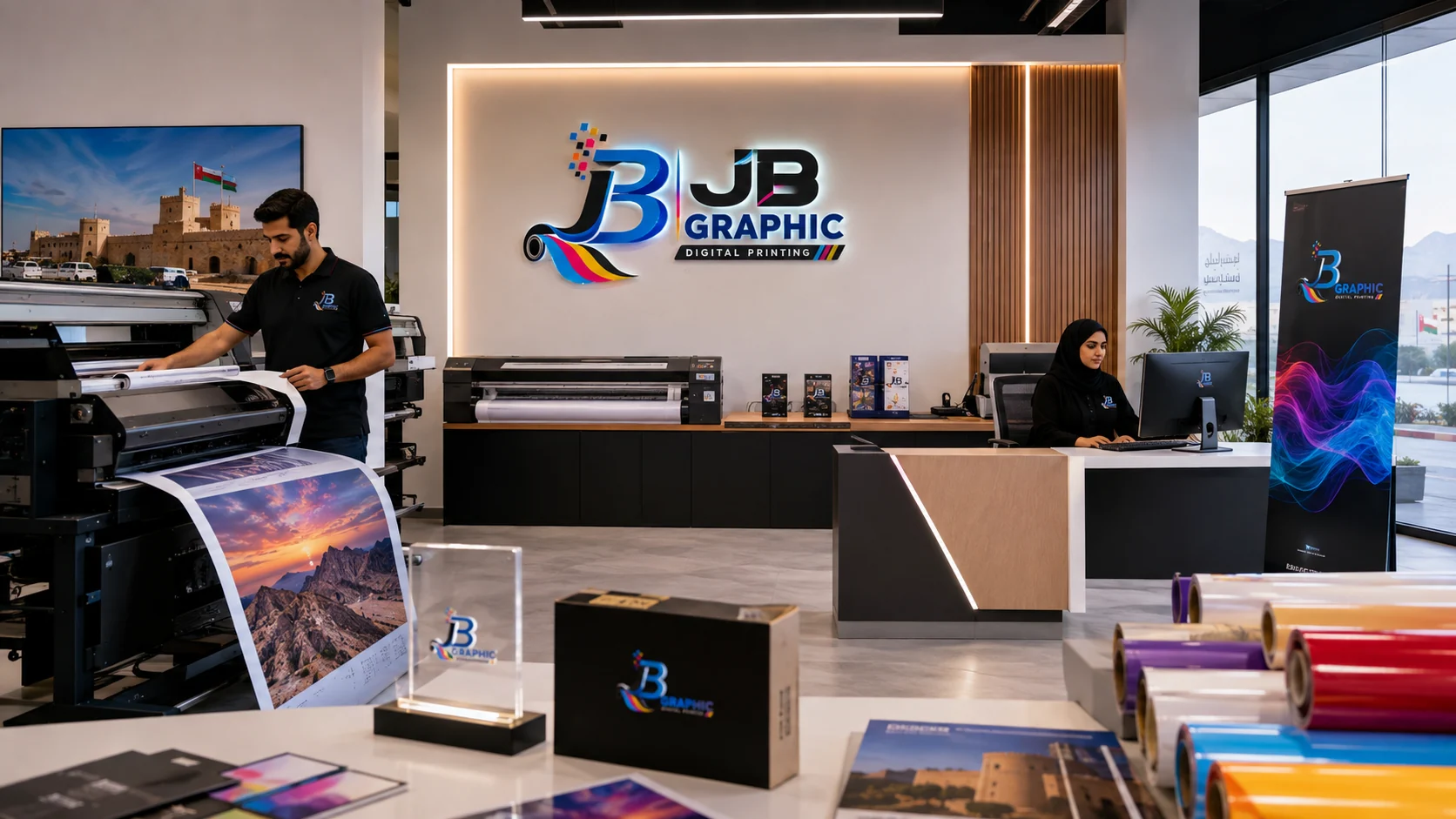 JB Graphic Digital Printing showroom and large-format printing